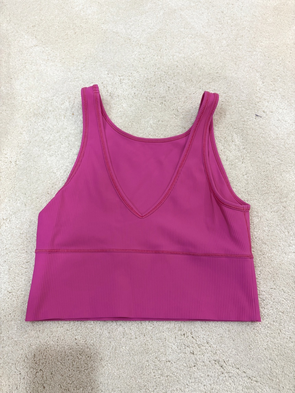 Lululemon Ribbed Power Pivot V-Neck Hot Pink  Tank Top - Picture 2 of 6